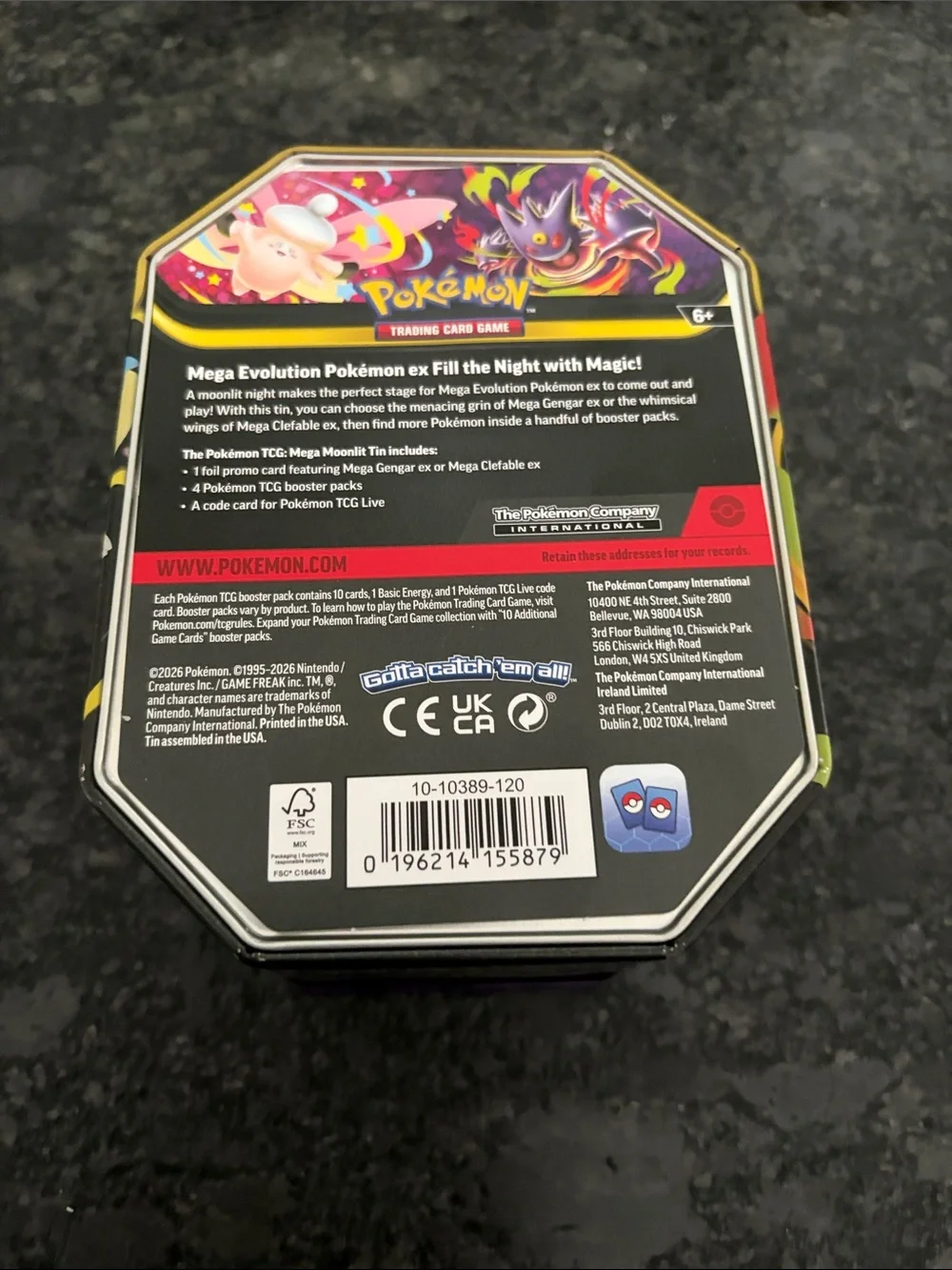 Empty Trading Card Game Gengar Tin - Purple Collector's Storage